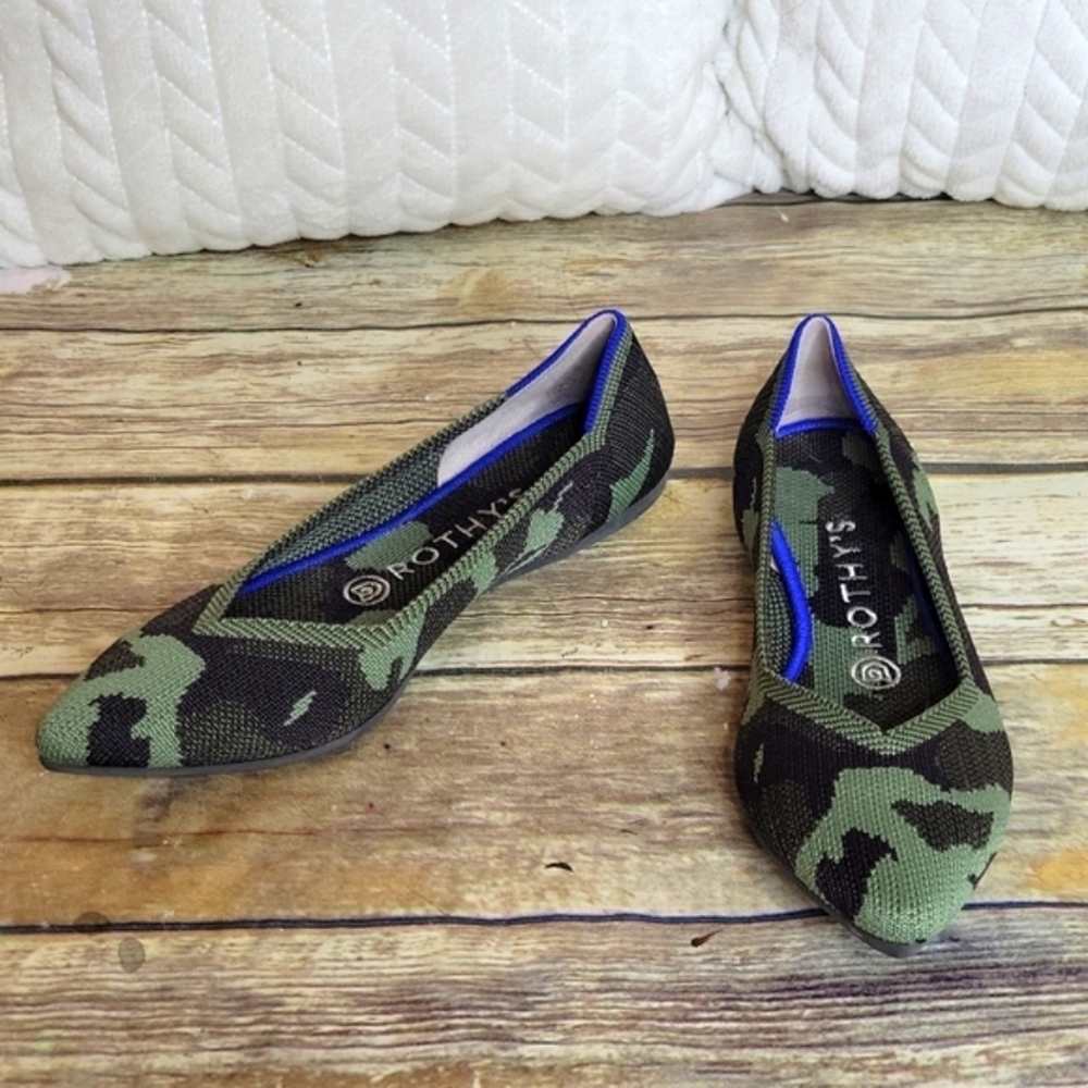 Rothy's The Point in Camo Green Size 8